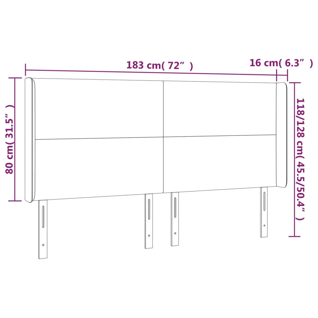 Kopfteil mit Ohren Creme 83x16x78/88 cm Kunstleder
