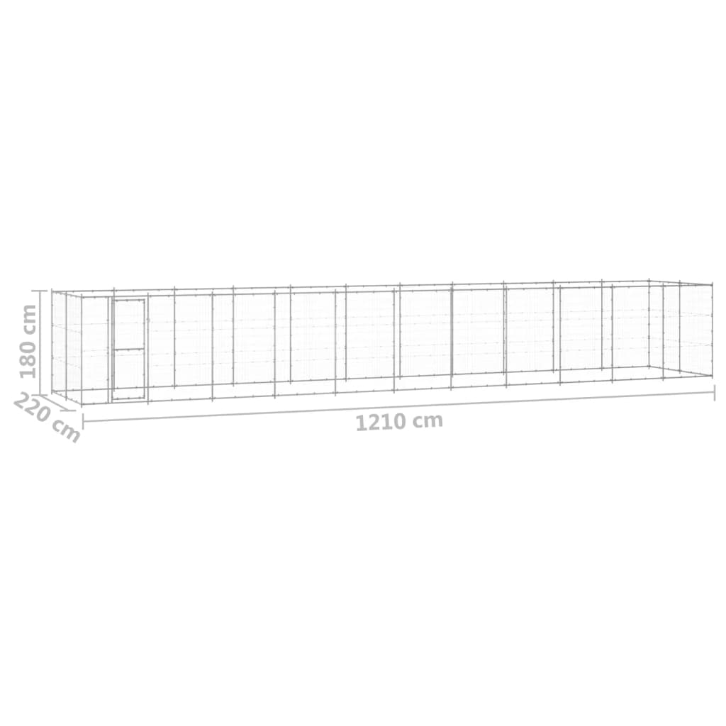 Outdoor-Hundezwinger mit Überdachung Stahl 7,26 m²