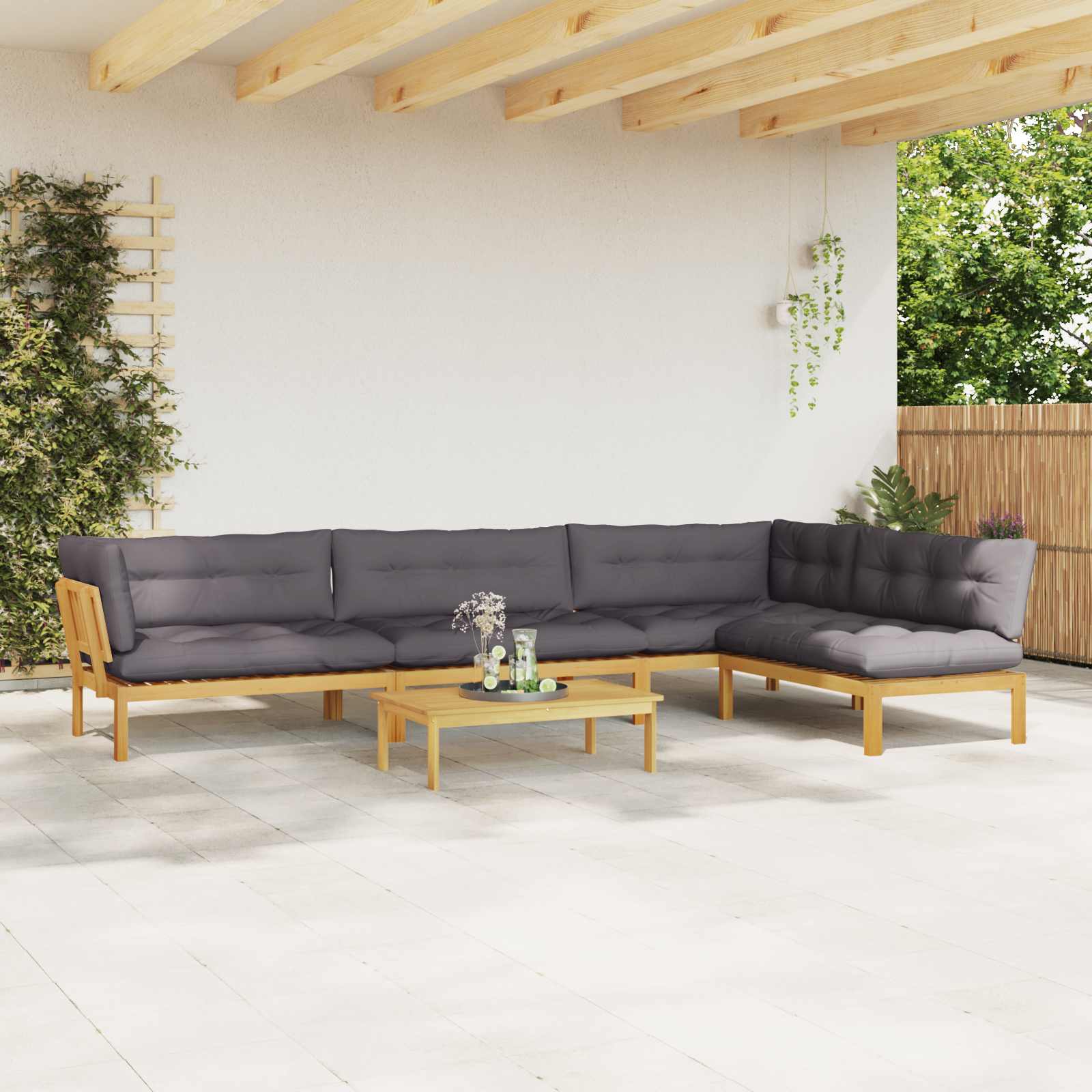 3-tlg. Garten-Sofagarnitur aus Paletten Massivholz Akazie