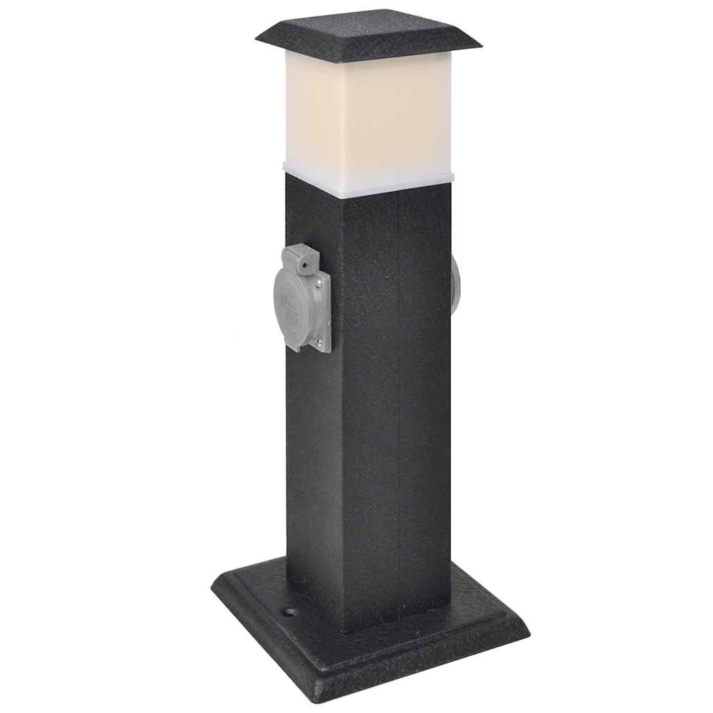 Außensteckdose mit Lampe und Erdspieß 2-fach 16x16x39,5cm