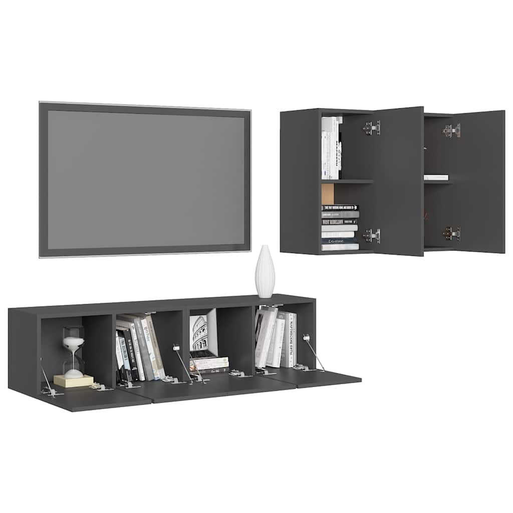 4-tlg. TV-Schrank-Set Weiß Holzwerkstoff