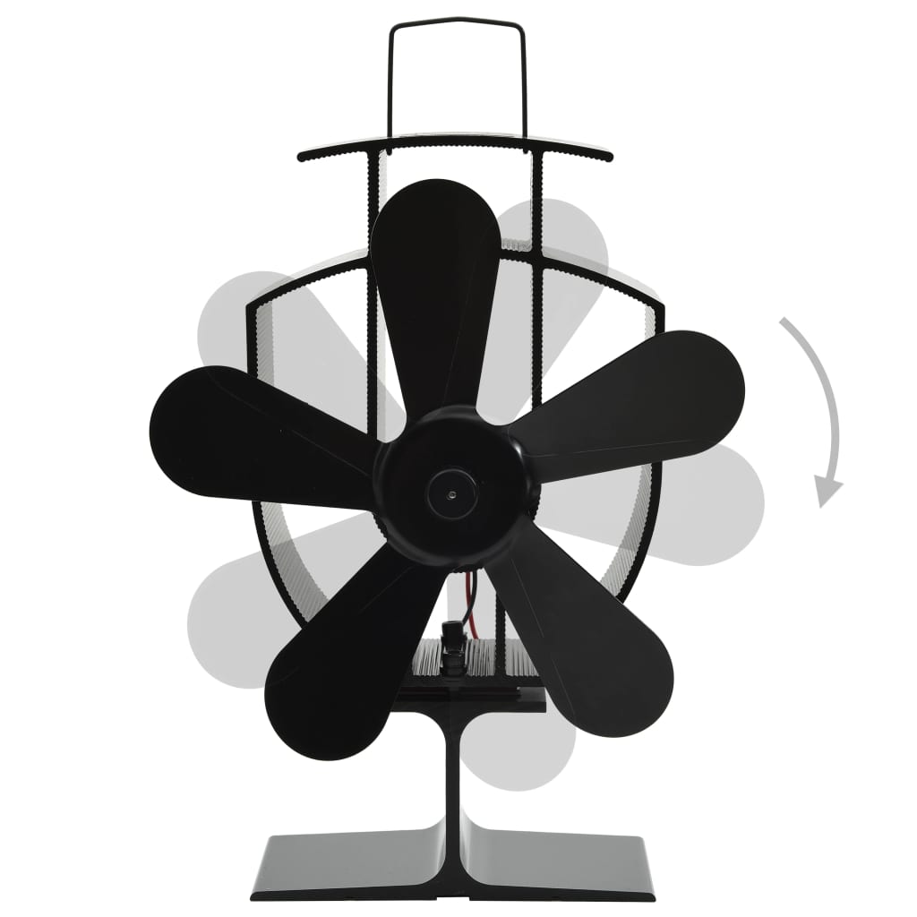 Ofenventilator Wärmebetrieben 2 Blätter Schwarz