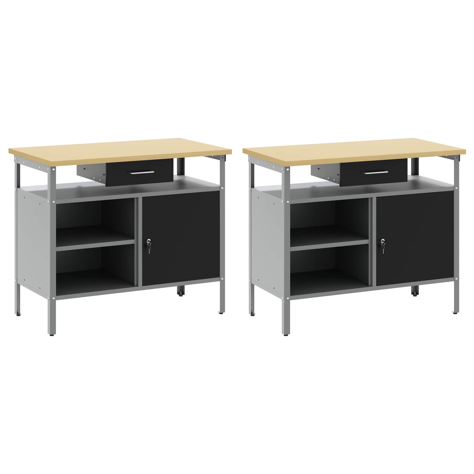 Werkbank-Set mit Schubladen 2 pcs Rot und Grau 200 x 55 x 85 cm