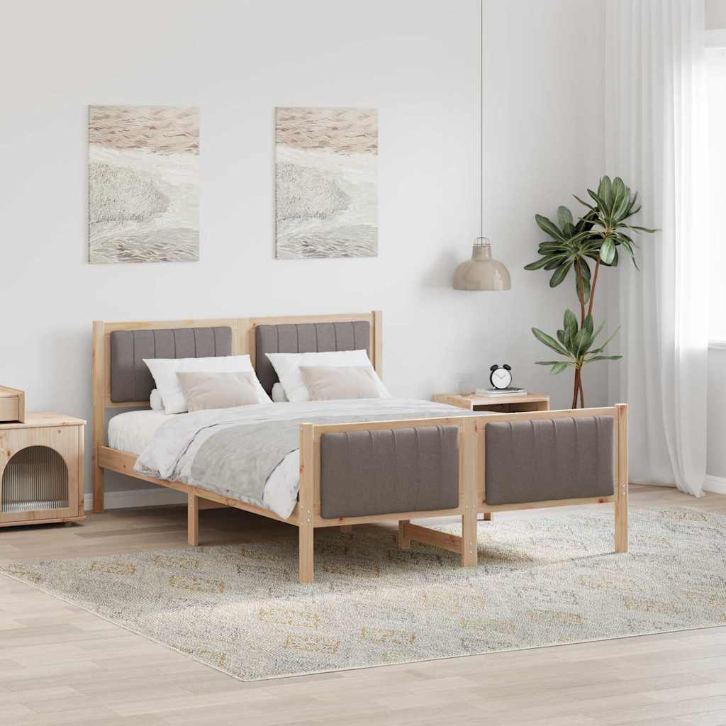 Bettgestell Braun und hellgrau 200 x 200 cm Massivholz Kiefer