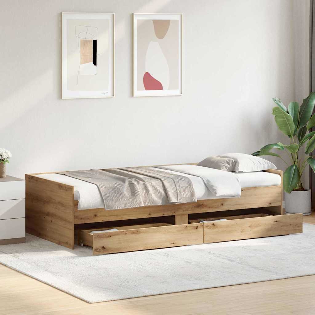 Bett mit Schubladen Braun Eiche-Optik 75x190 cm