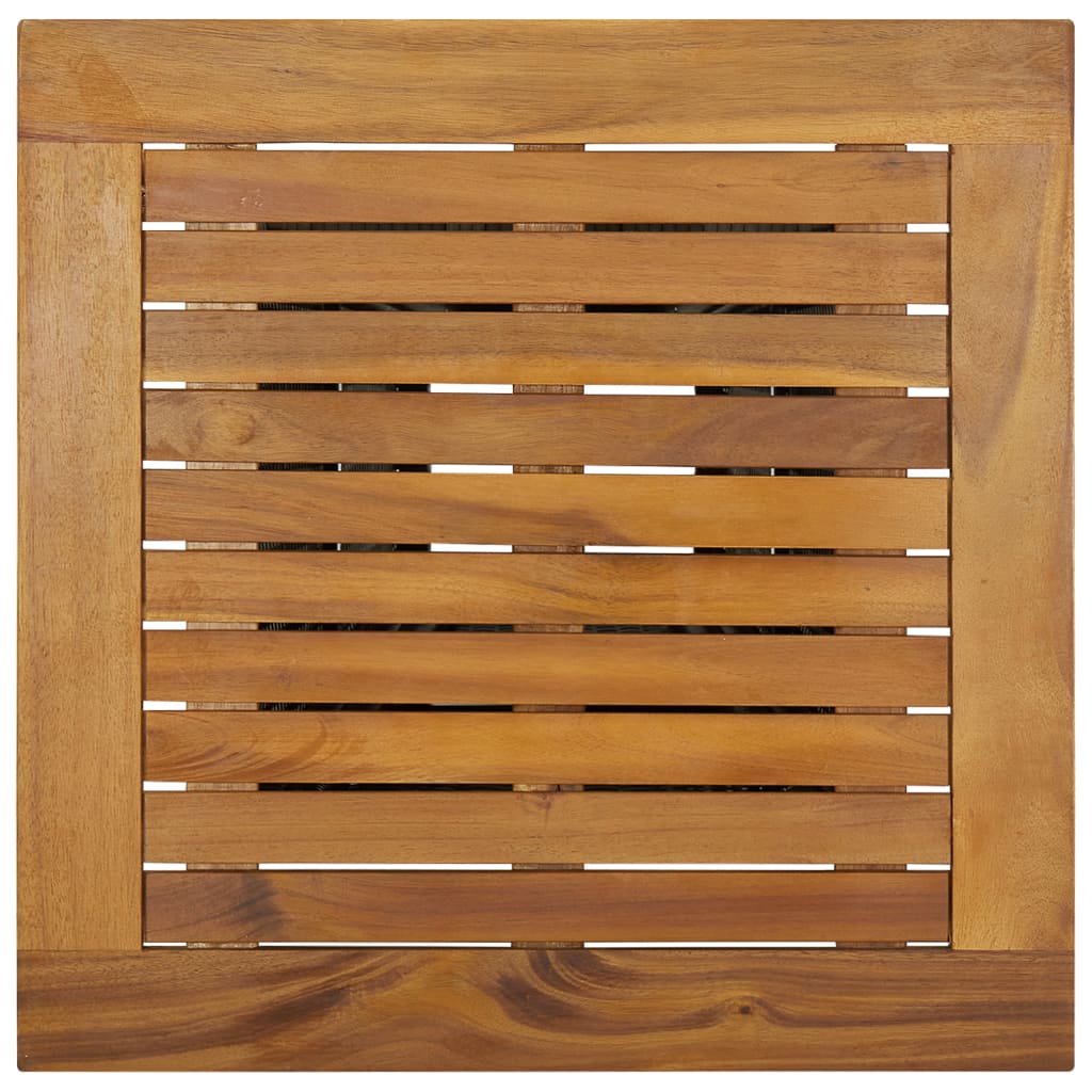 Bartisch Schwarz 80x80x110 cm Poly Rattan und Massivholz Akazie