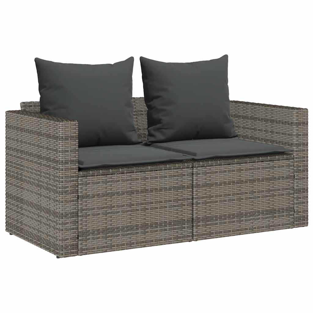 5-tlg. Garten-Sofagarnitur Kissen Stapelbar Schwarz Poly Rattan