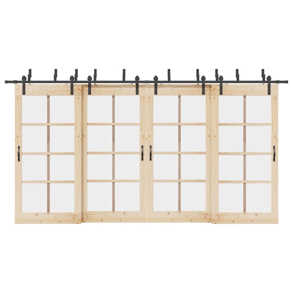 Schiebetürbeschlag-Set 183 cm Stahl Schwarz