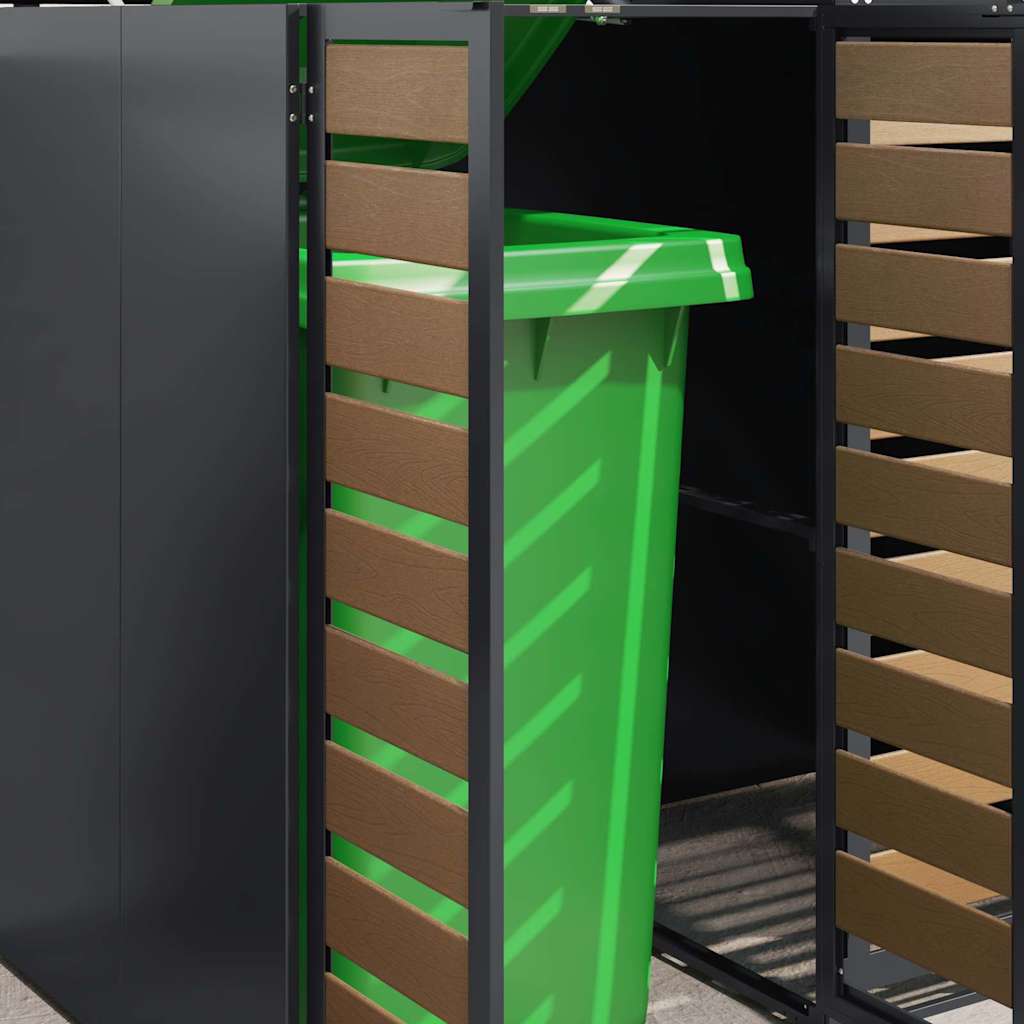 Wagenmüllbehälter für 2 Behälter Stahl Anthrazit