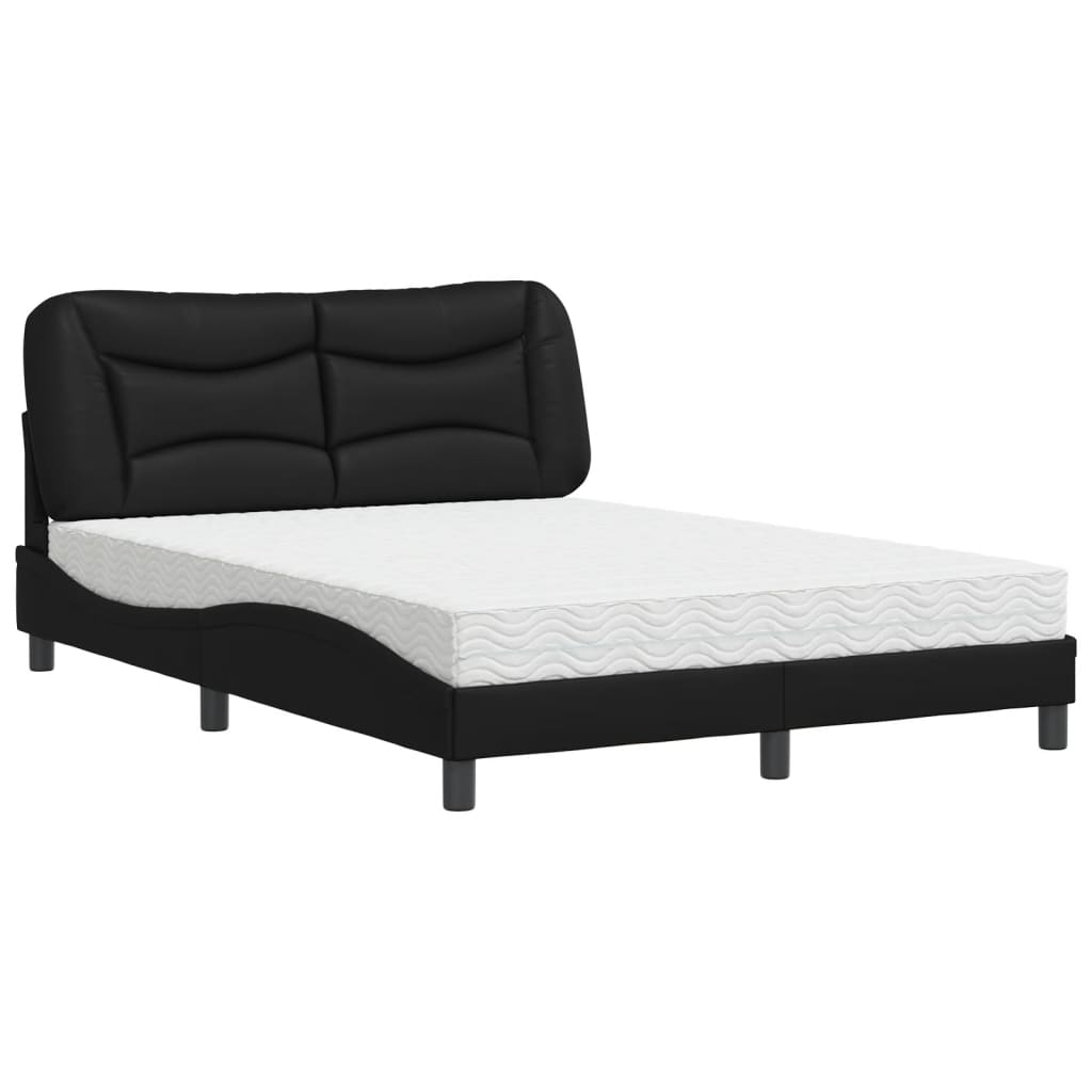 Bett mit Matratze "Hvar" Schwarz 80x200 cm Kunstleder