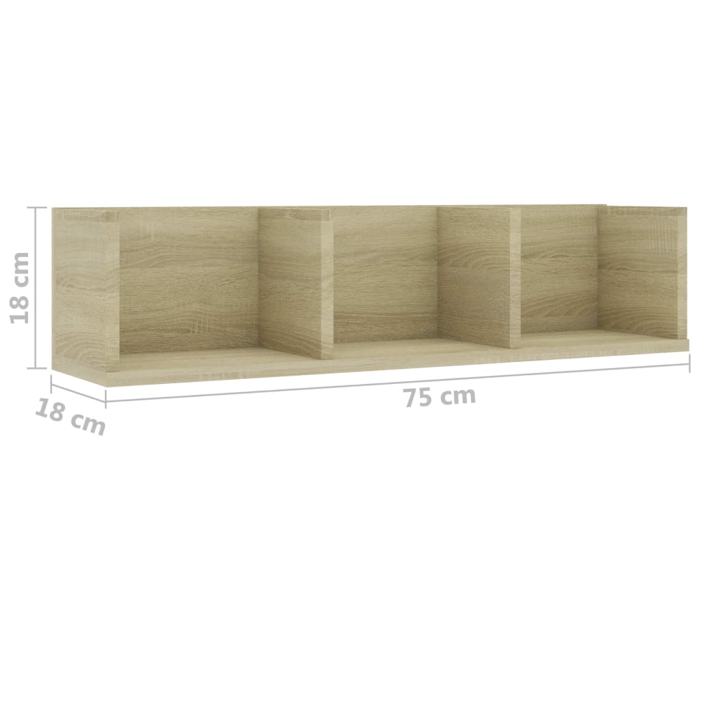 CD-Wandregal Weiß 75x18x18 cm Holzwerkstoff