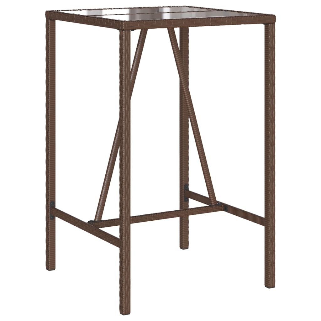 Bartisch mit Glasplatte Schwarz 110x70x110 cm Poly Rattan