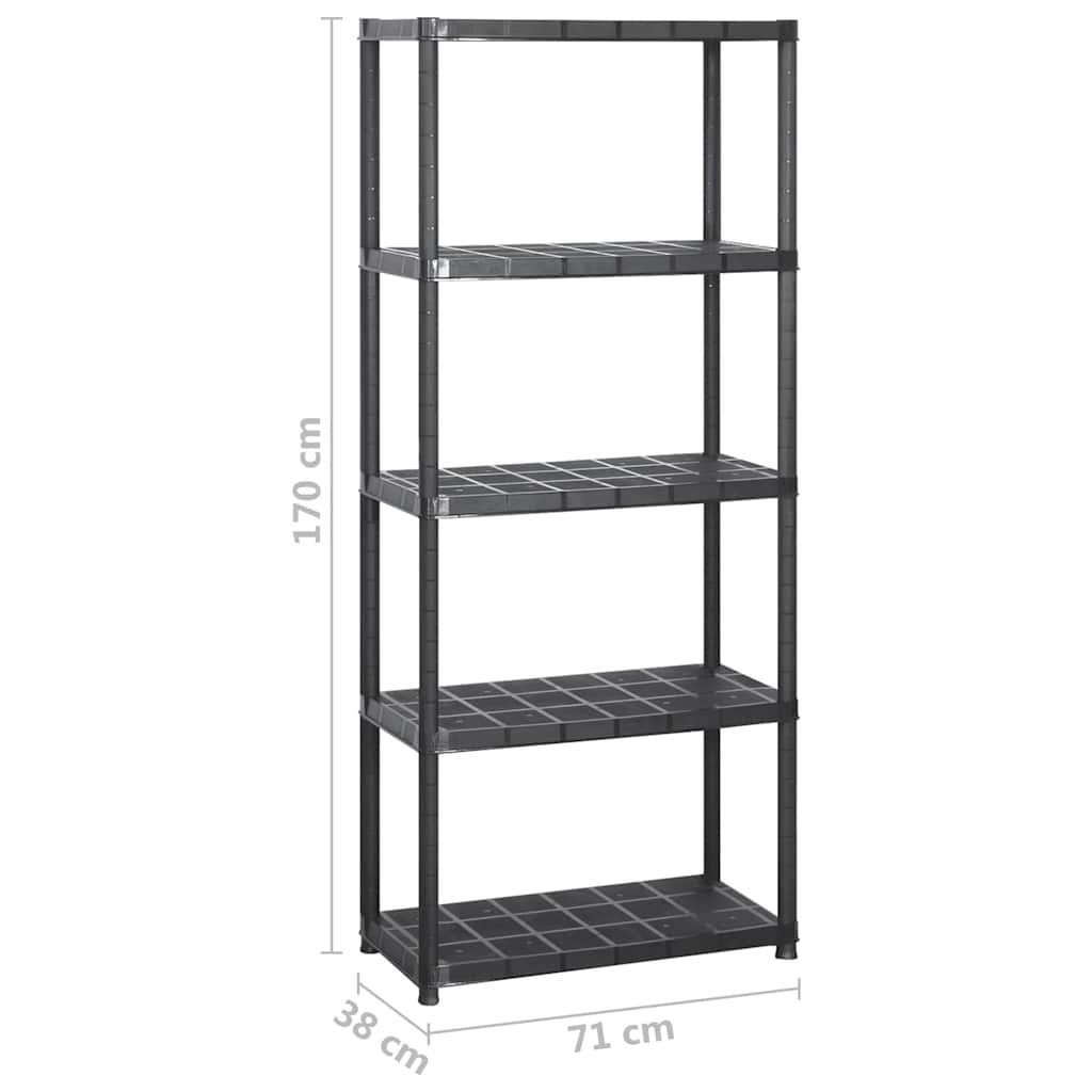 Lagerregal 4-Tier Schwarz 61x30,5x130 cm Kunststoff