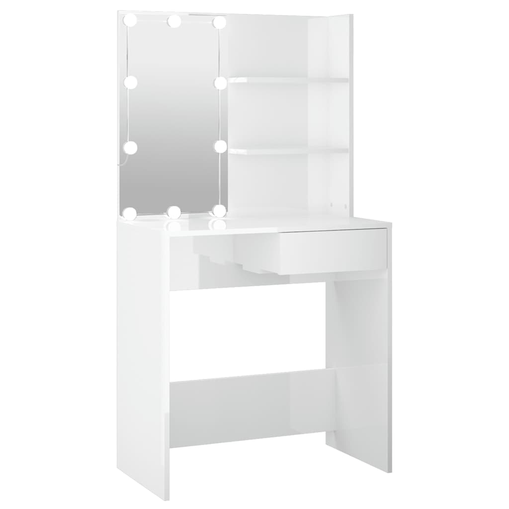 Schminktisch mit LED Weiß 74,5x40x141 cm