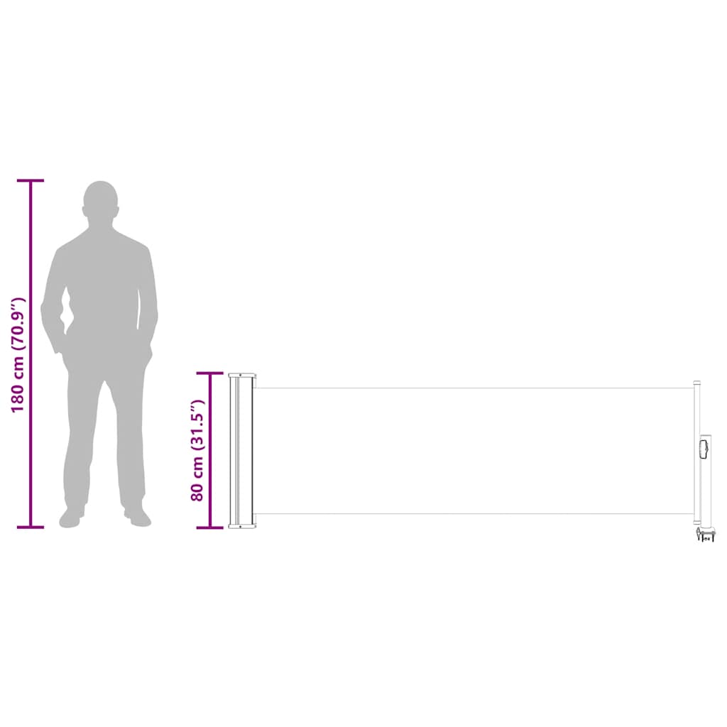 Seitenmarkise 60 x 300 cm 100% Polyester Eisen Stahl