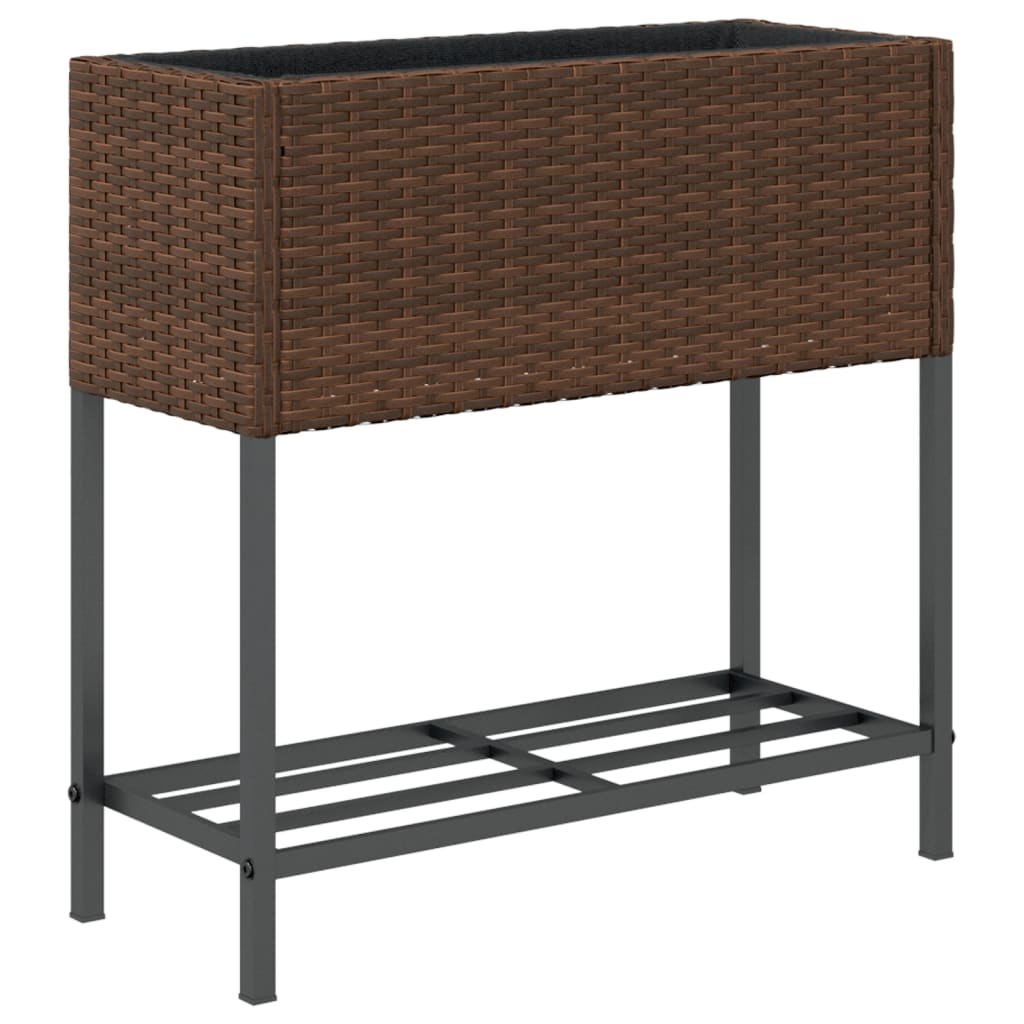 Hochbeete mit Ablage 2 Stk. Schwarz 70x28x70 cm Poly Rattan