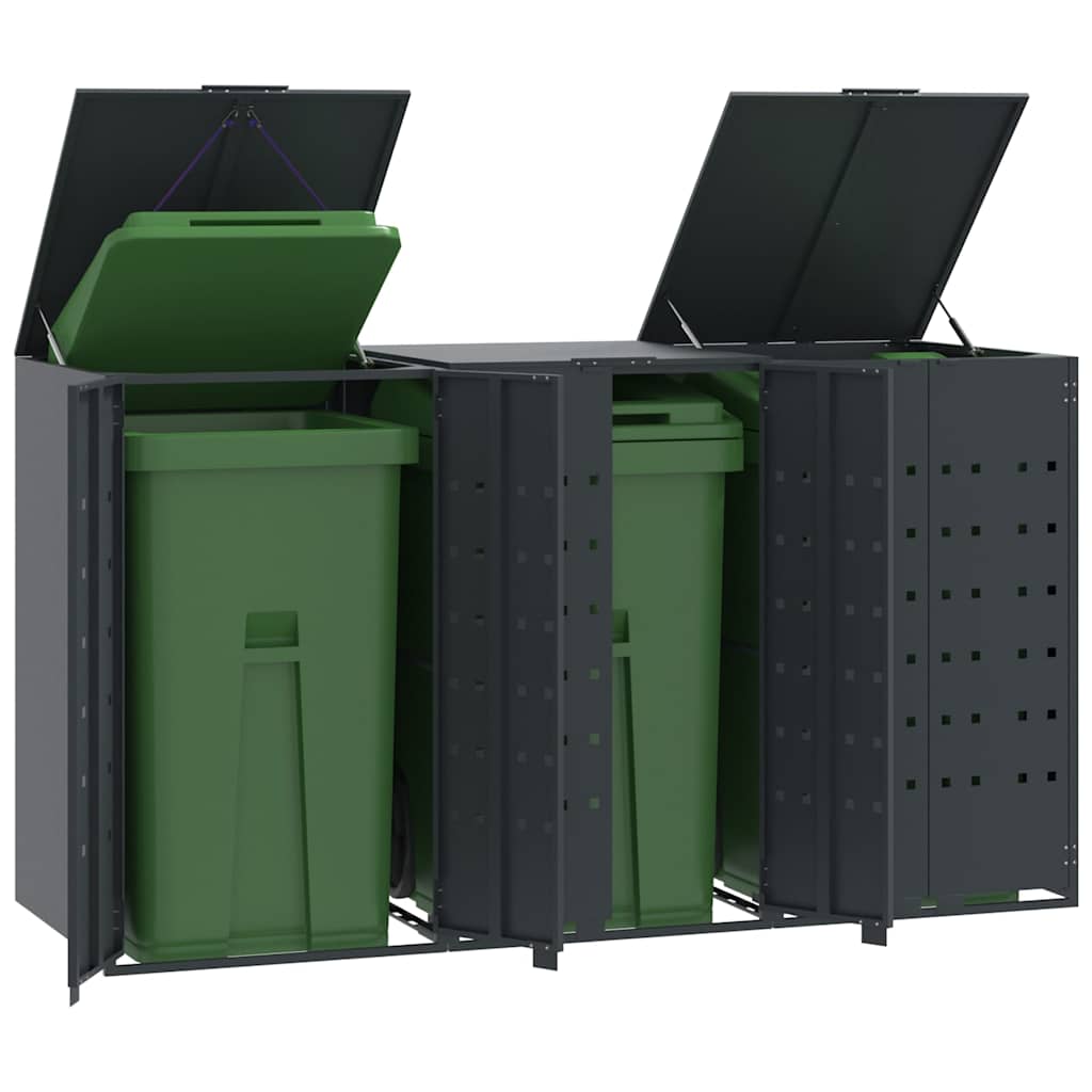 Mülltonnenbox für 2 Tonnen Schwarz 138x79x117 cm Stahl
