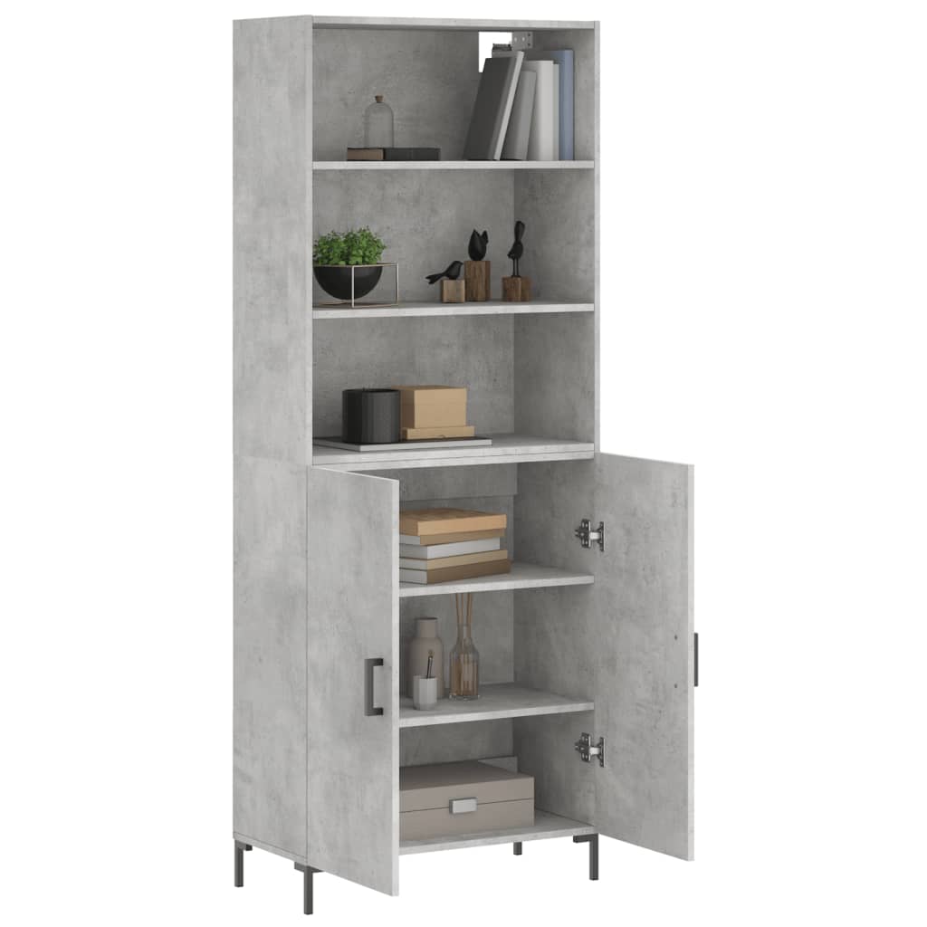 Highboard Hochglanz-Weiß 69,5x34x180 cm Holzwerkstoff