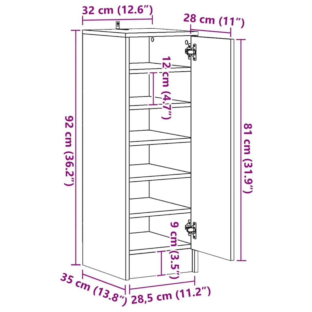 Schuhschrank Weiß 60x35x70 cm Holzwerkstoff