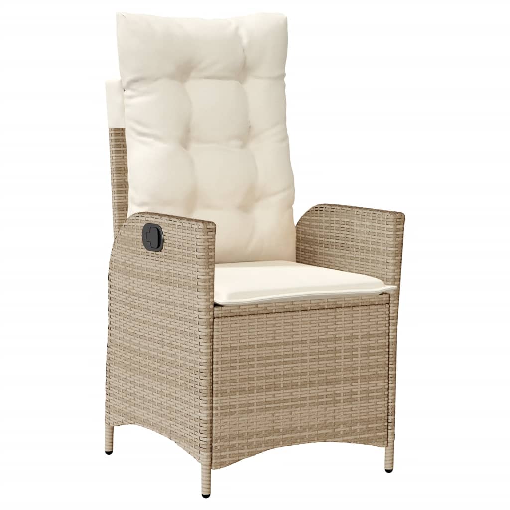 Gartensessel Verstellbar mit Kissen Schwarz Poly Rattan