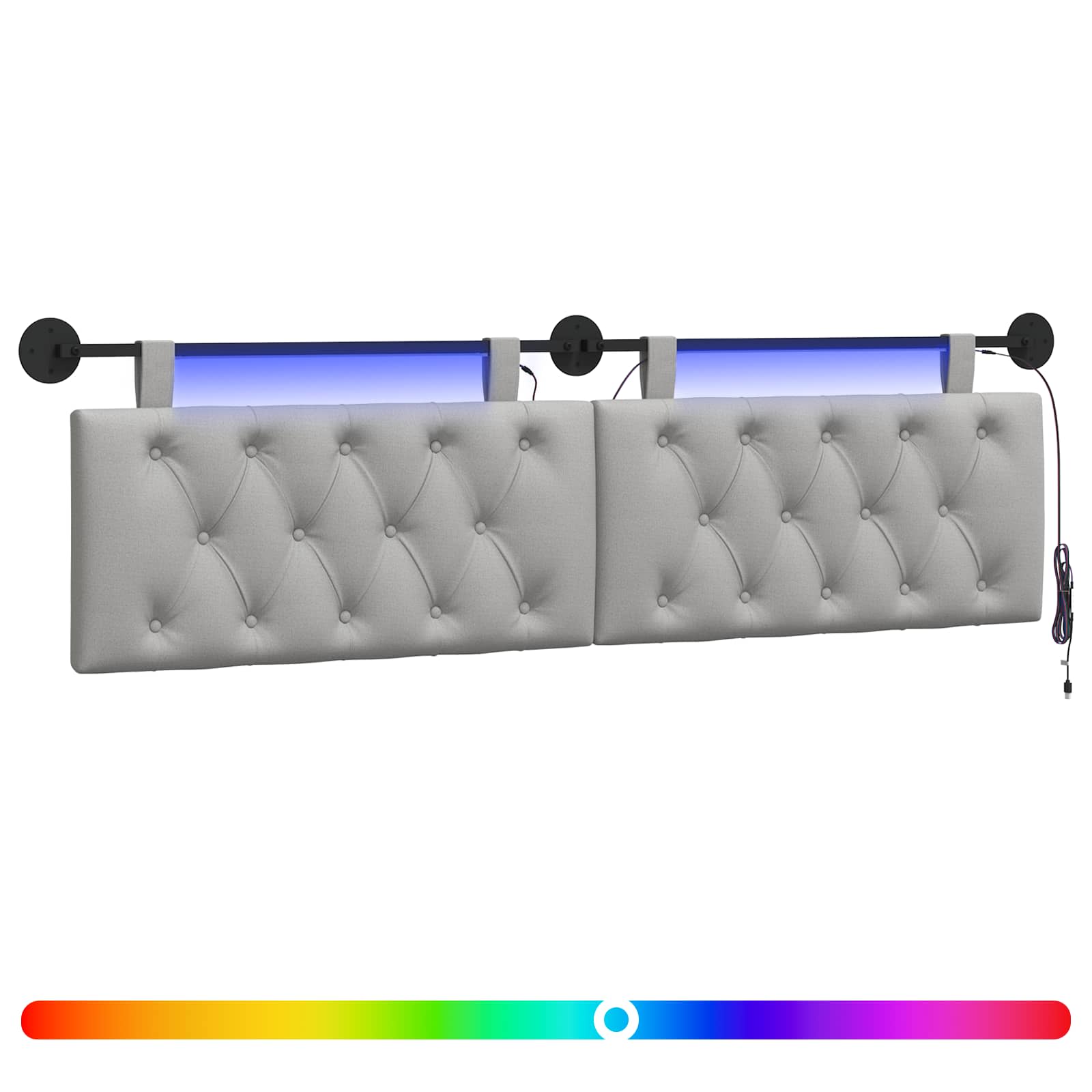 Hängendes Kopfteil Mit LED Licht Wolkengrau Stoff