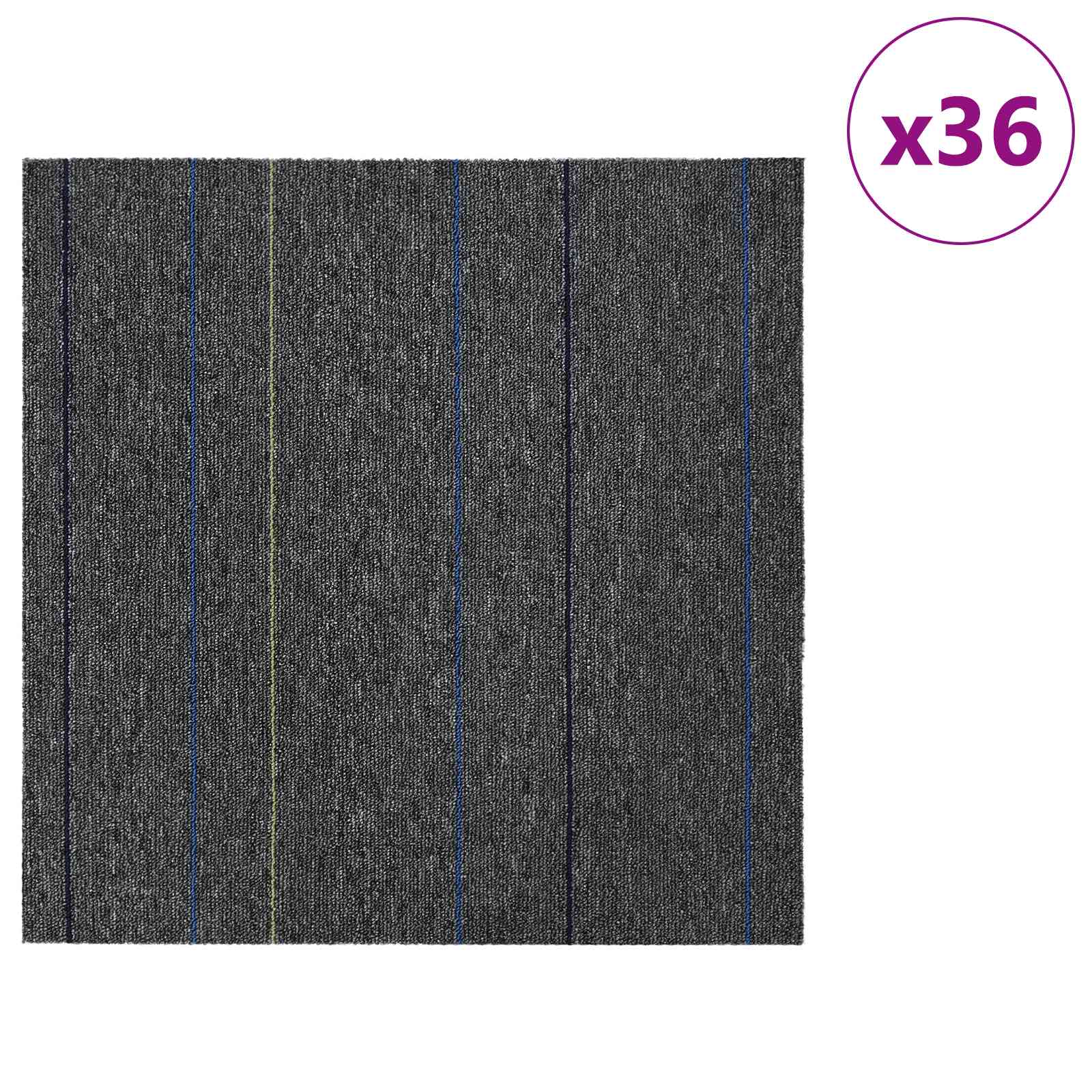 Teppichfliese Hellgrau mit Streifen 50 x 50 cm 4 pcs