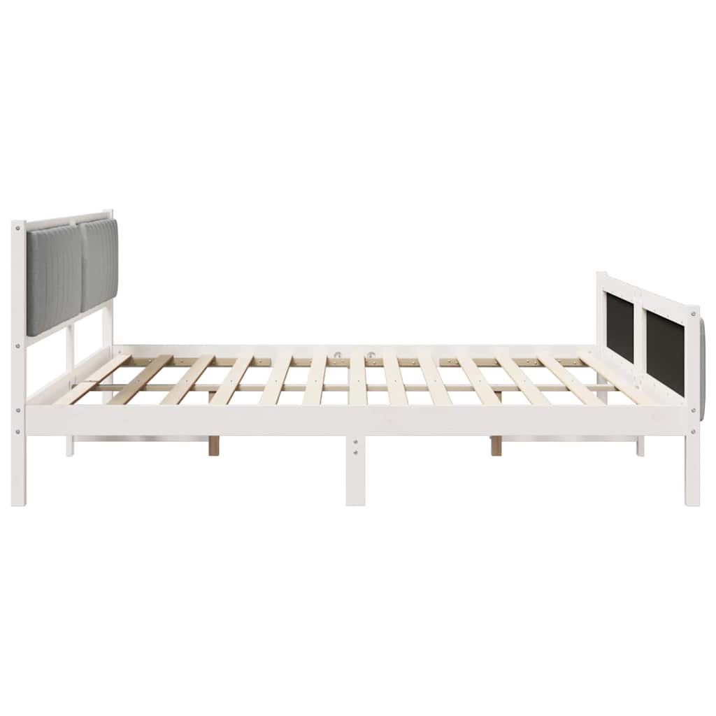 Bettgestell Braun und hellgrau 200 x 200 cm Massivholz Kiefer