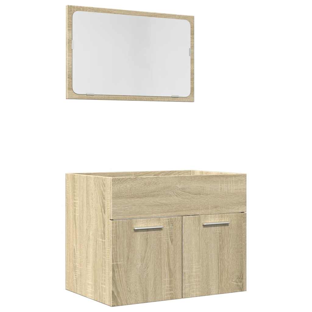 2-tlg. Badmöbel-Set Weiß Holzwerkstoff