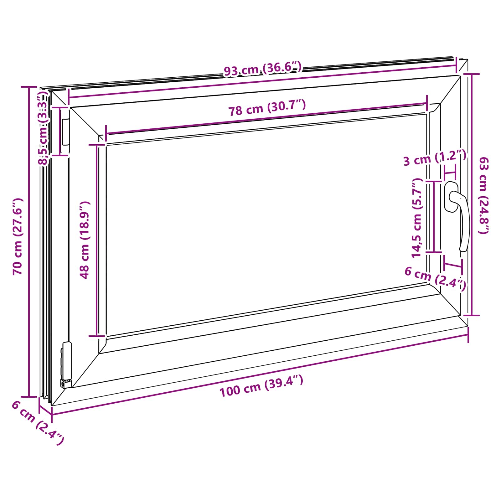 Kellerfenster RISOR 50 x 50 cm PVC und Glas Weiß