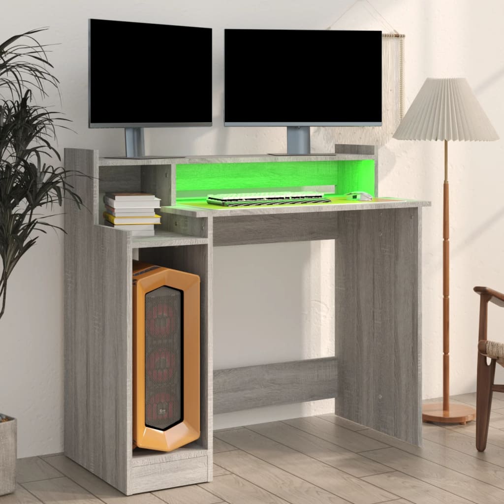 Schreibtisch mit LEDs Weiß 97x45x90 cm Holzwerkstoff