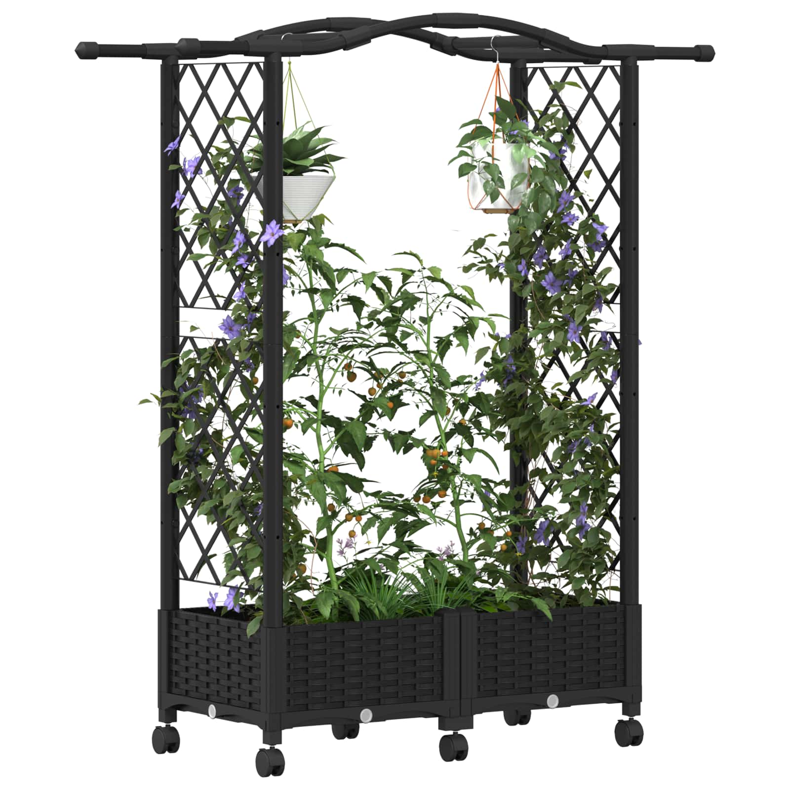 Hochbeet mit Rankgitter und Dach Braun 124 x 40 x 123 cm PP