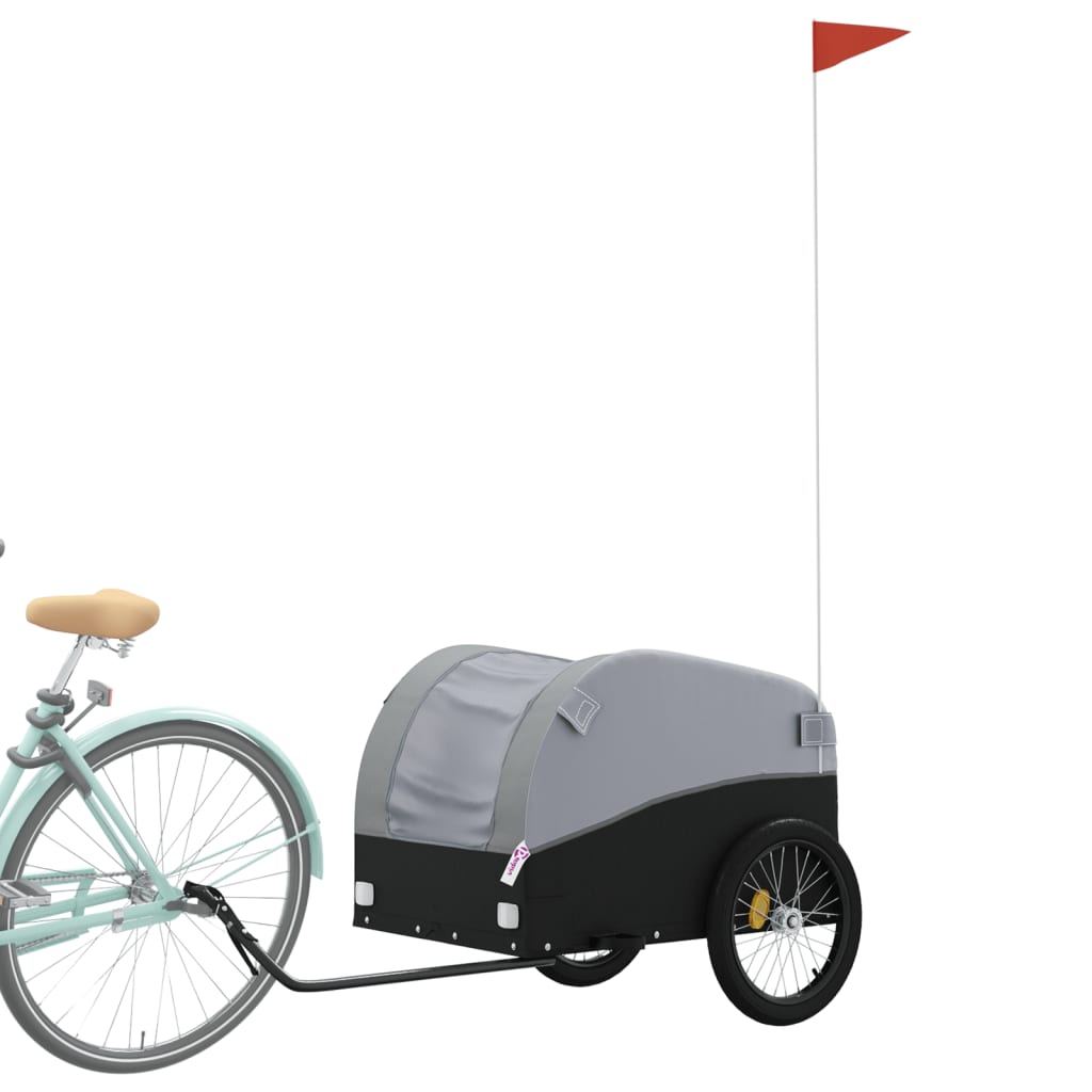 Fahrradanhänger Schwarz und Orange 30 kg Eisen