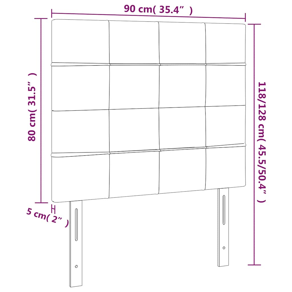 Kopfteil Hellgrau 80x5x118/128 cm Samt