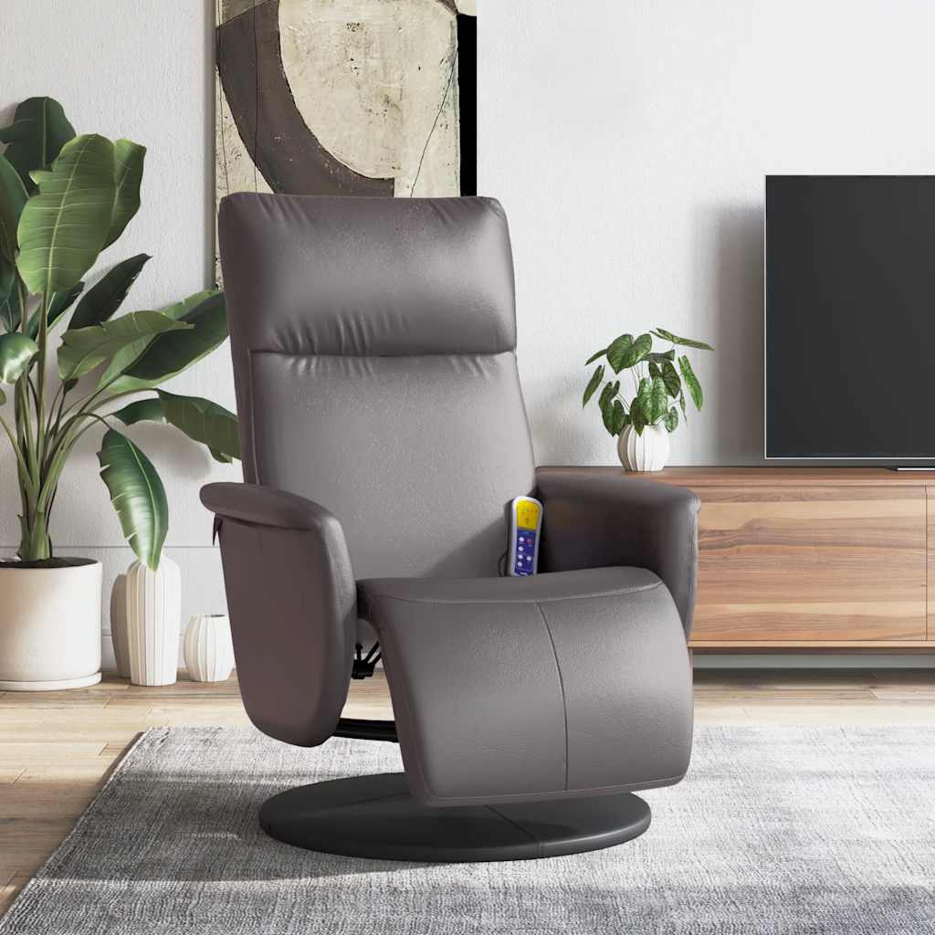 Massagesessel mit Fußteil Creme Kunstleder