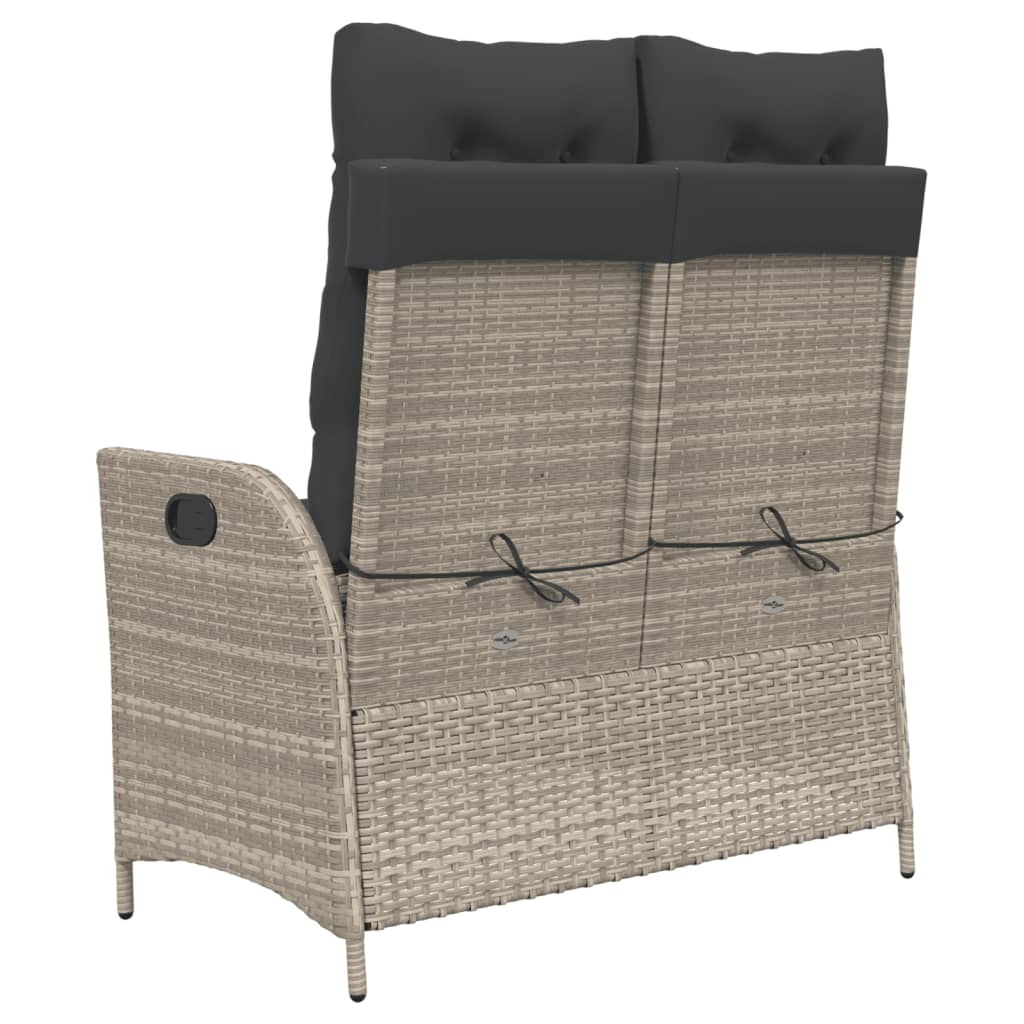 Gartenbank Verstellbar mit Kissen Schwarz Poly Rattan