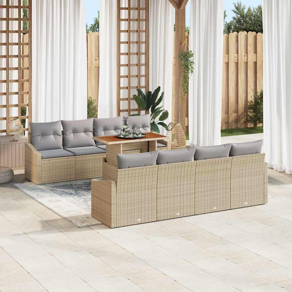 Garten Essgruppe mit Kissen 9 pcs Schwarz und Creme