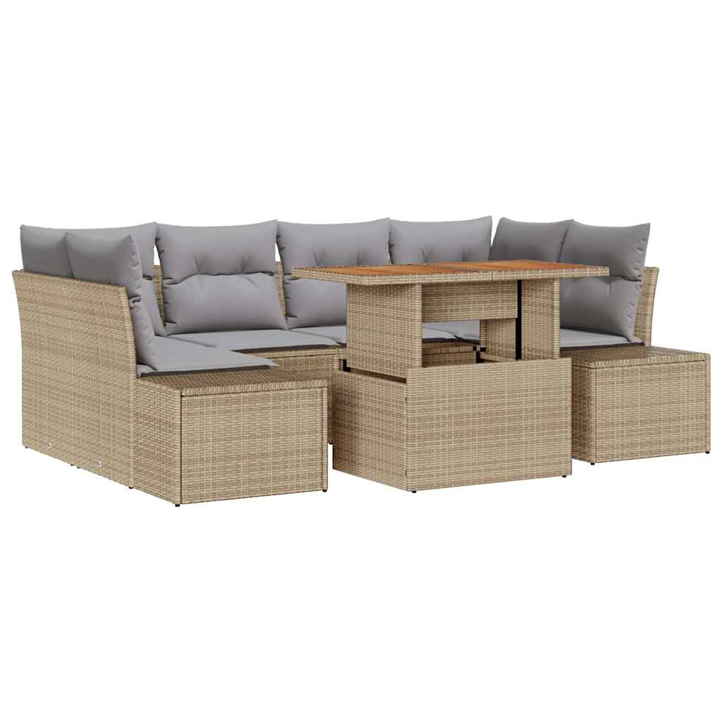 Garten Essgruppe mit Kissen 7 pcs Schwarz und Creme