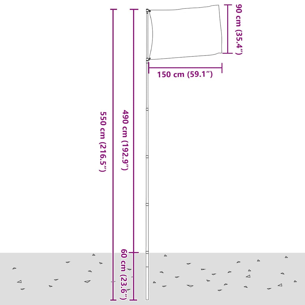 Fahnenmast Teilbar Silbern 6,08 m Aluminium