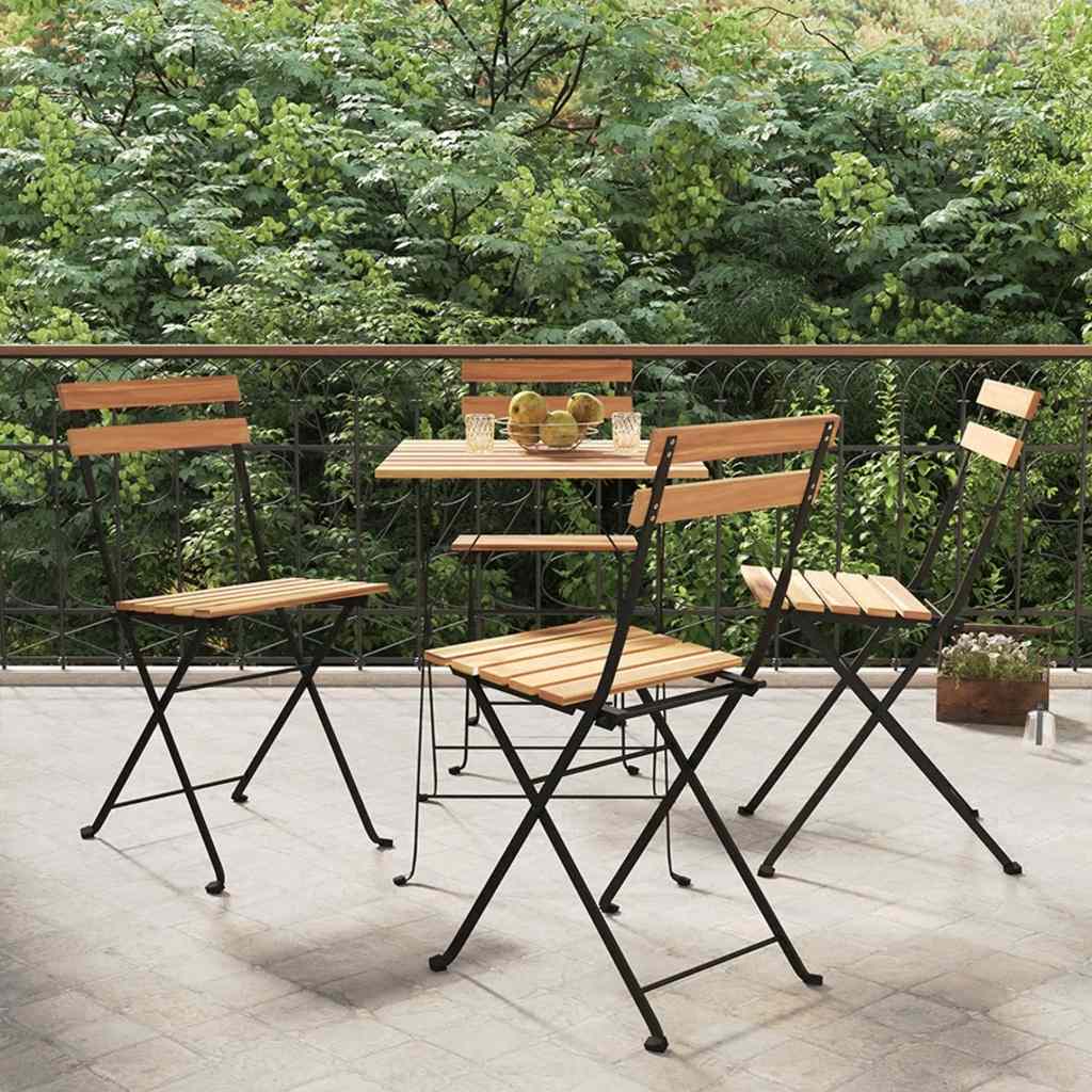 Bistrostühle 6 Stk. Klappbar Massivholz Teak und Stahl