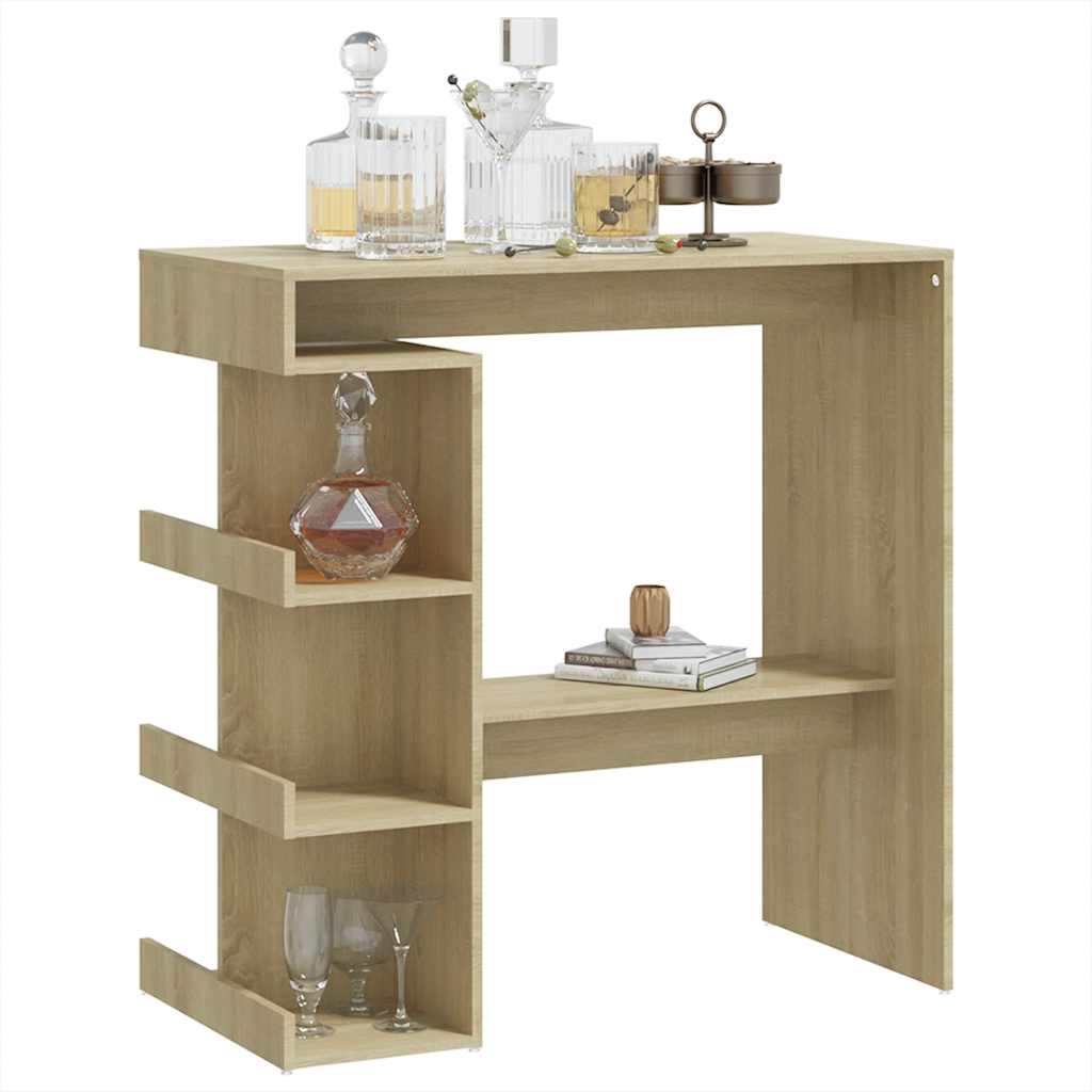 Bartisch mit Regal Weiß 100x50x101,5 cm Holzwerkstoff