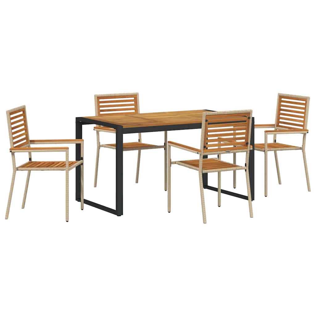 Garten Essgruppe 5 pcs Schwarz und Braun Poly-Rattan