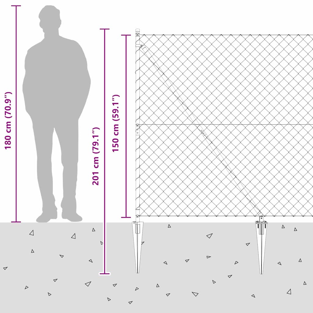 Outdoor Kettenglied-Zaun Erdfixierung 10 x 0,4 m Grün Netz