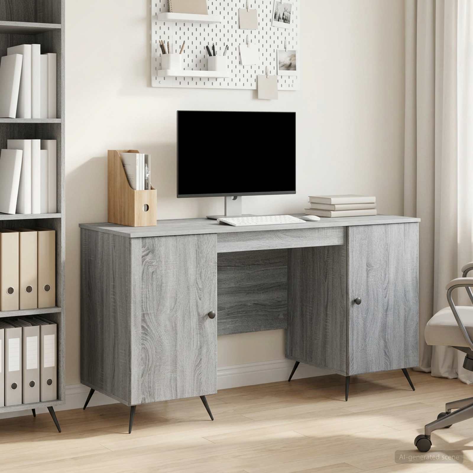 Schreibtisch mit Regal Schwarz 142,5 x 50 x 75 cm Holzwerkstoff