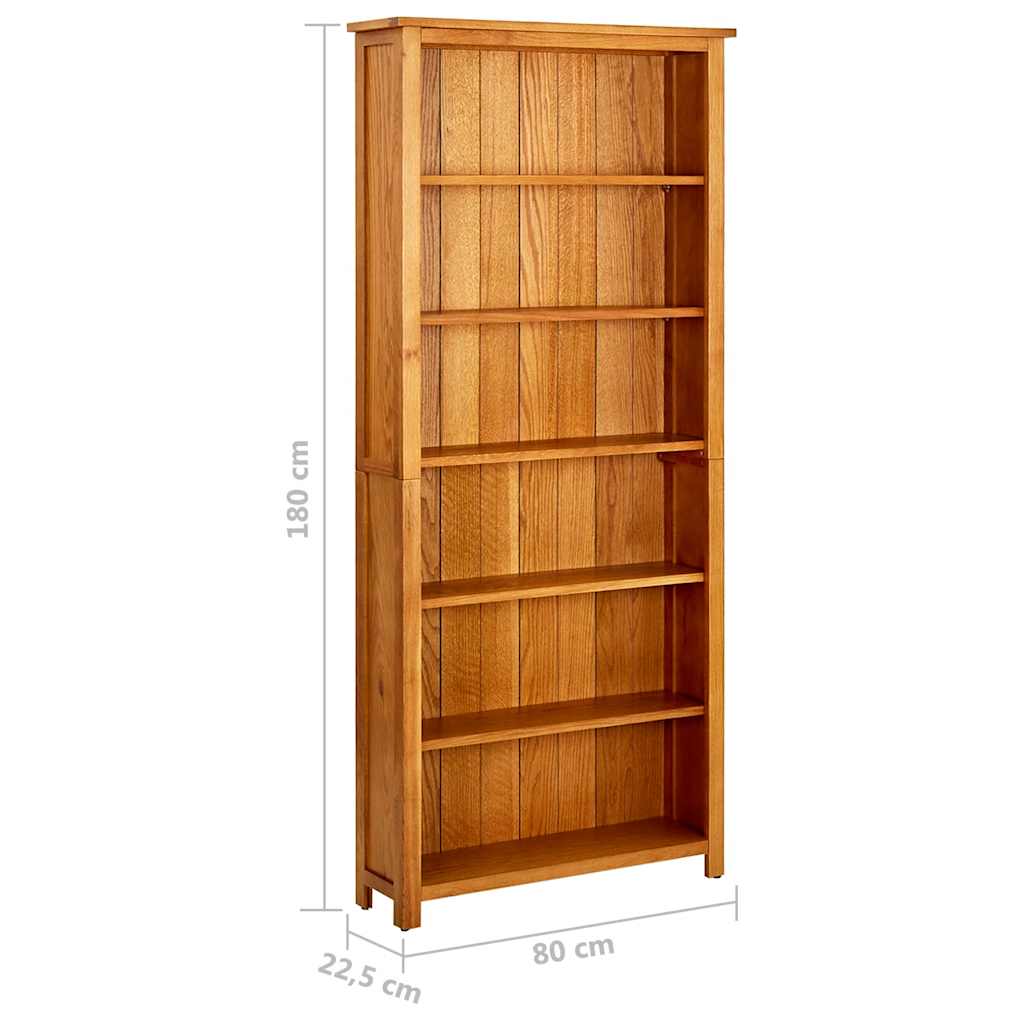 Bücherregal 3 Fächer 70x22,5x82 cm Massivholz Eiche