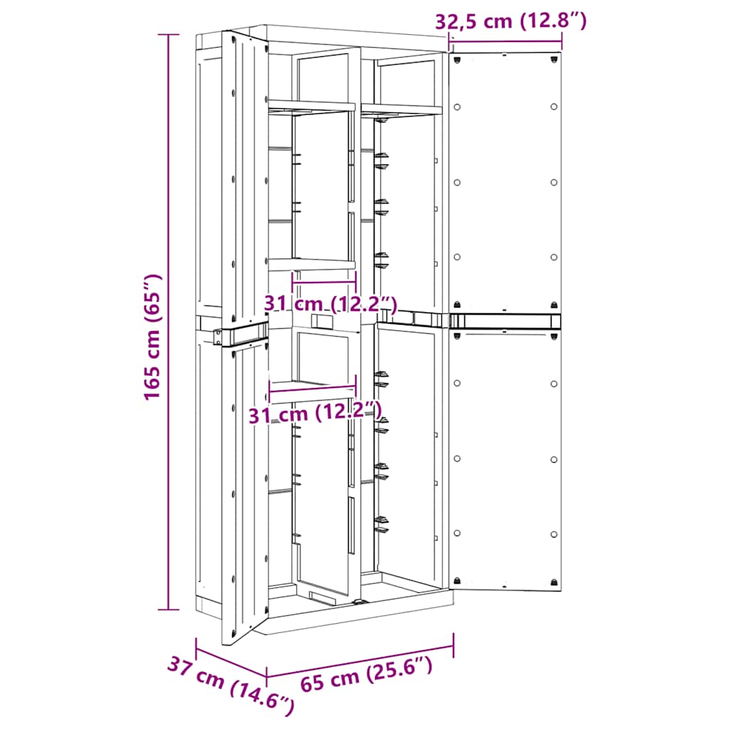 Gartenschrank Grau und Schwarz 65x37x85 cm PP