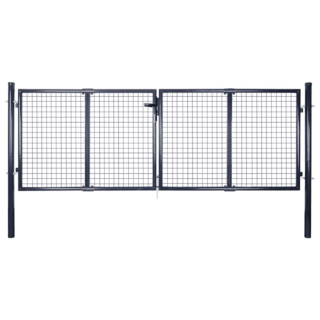 Maschen-Gartentor verzinkter Stahl 300 x 75 cm Grau