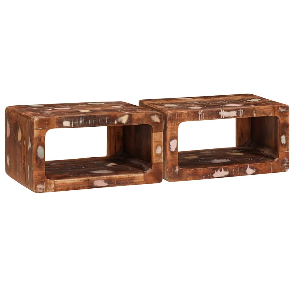 Nachttisch Braun 45 x 30 x 24 cm Massives upgecyceltes Holz