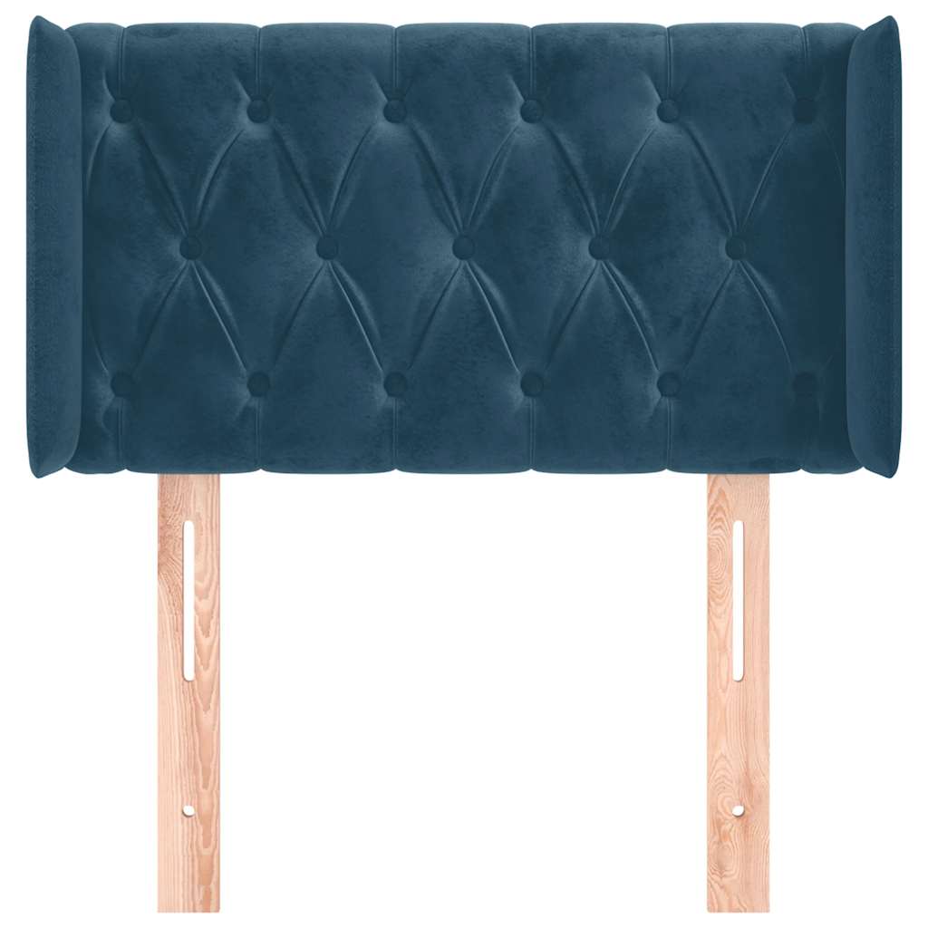 Kopfteil mit Ohren Dunkelblau 93x16x78/88 cm Samt