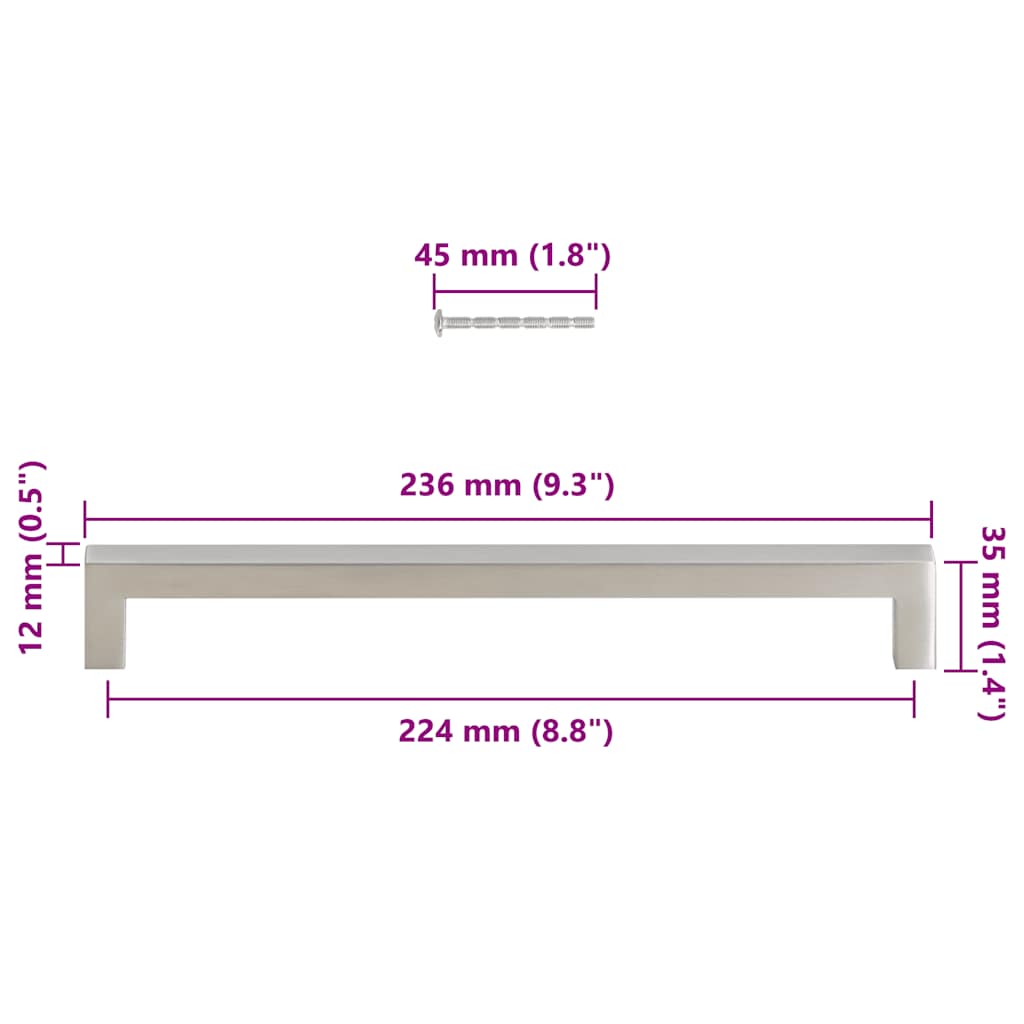 Möbelgriffe 10 Stk. Silbern 64 mm Edelstahl