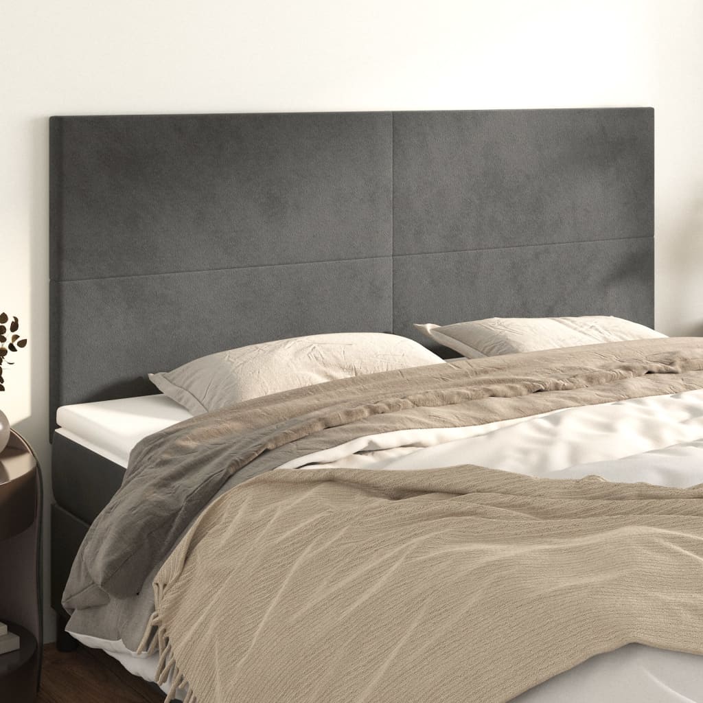Kopfteil Hellgrau 80x5x118/128 cm Samt